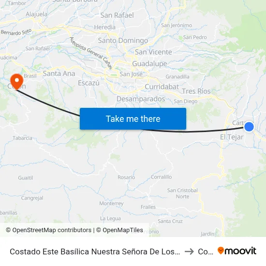Costado Este Basílica Nuestra Señora De Los Ángeles, Cartago to Colón map