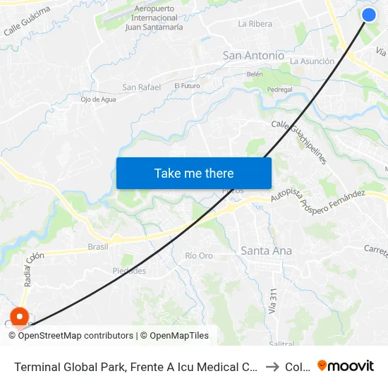 Terminal Global Park, Frente A Icu Medical Costa Rica to Colón map