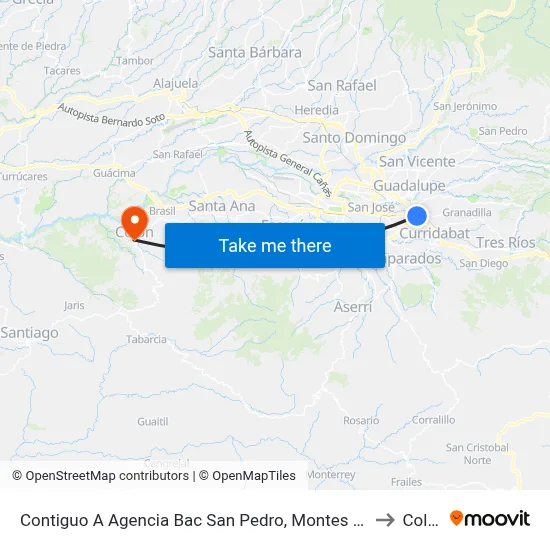 Contiguo A Agencia Bac San Pedro, Montes De Oca to Colón map