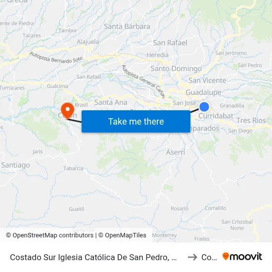 Costado Sur Iglesia Católica De San Pedro, Montes De Oca to Colón map