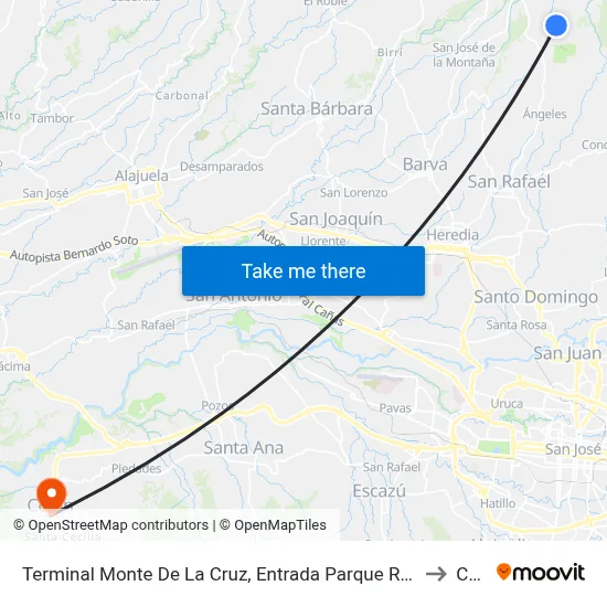 Terminal Monte De La Cruz, Entrada Parque Recreativo Monte De La Cruz to Colón map