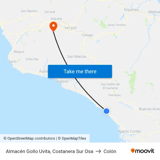 Almacén Gollo Uvita, Costanera Sur Osa to Colón map