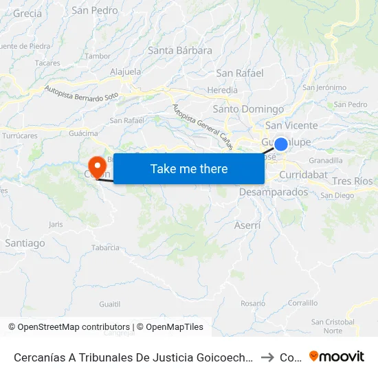 Cercanías A Tribunales De Justicia Goicoechea, Guadalupe to Colón map