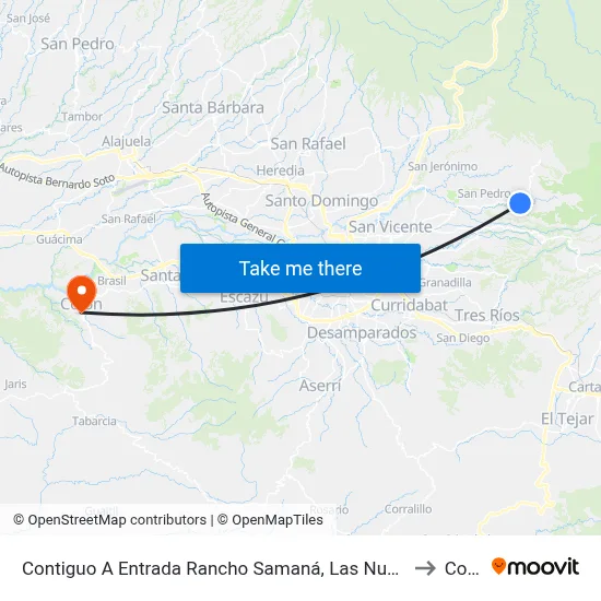 Contiguo A Entrada Rancho Samaná, Las Nubes Coronado to Colón map