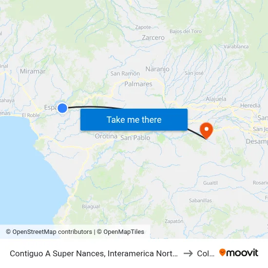 Contiguo A Super Nances, Interamerica Norte Esparza to Colón map