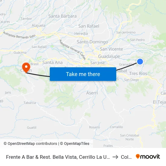Frente A Bar & Rest. Bella Vista, Cerrillo La Unión to Colón map