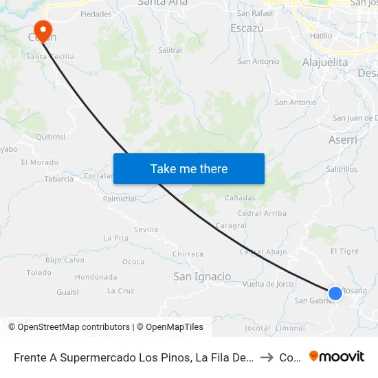 Frente A Supermercado Los Pinos, La Fila Desamparados to Colón map