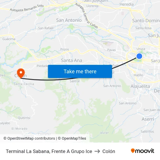 Terminal La Sabana, Frente A Grupo Ice to Colón map
