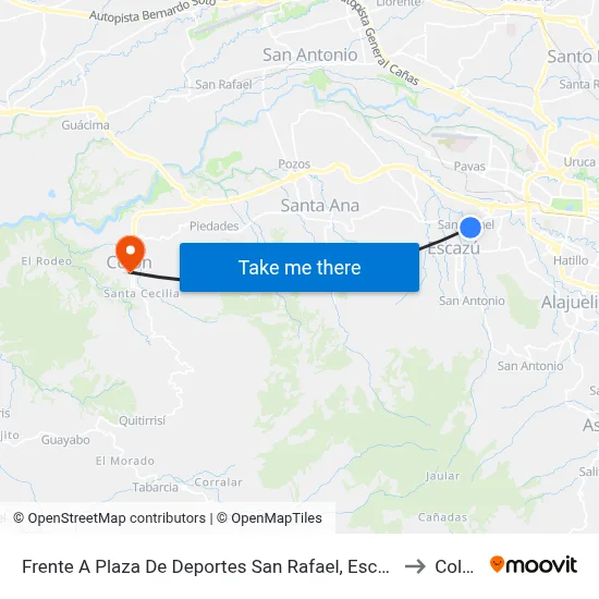 Frente A Plaza De Deportes San Rafael, Escazú to Colón map