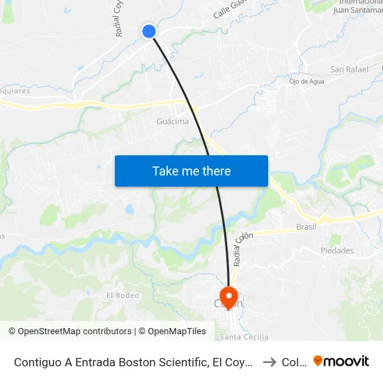 Contiguo A Entrada Boston Scientific, El Coyol Alajuela to Colón map