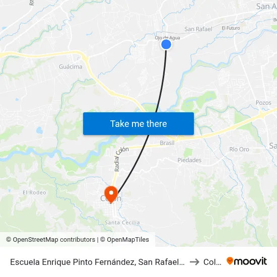 Escuela Enrique Pinto Fernández, San Rafael Alajuela to Colón map