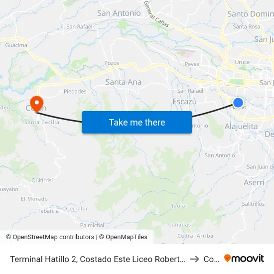 Terminal Hatillo 2, Costado Este Liceo Roberto Brenes Mesén to Colón map