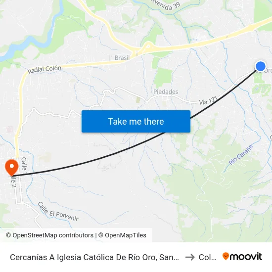 Cercanías A Iglesia Católica De Río Oro, Santa Ana to Colón map