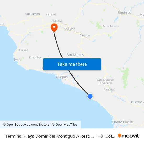 Terminal Playa Dominical, Contiguo A Rest. El Coco to Colón map