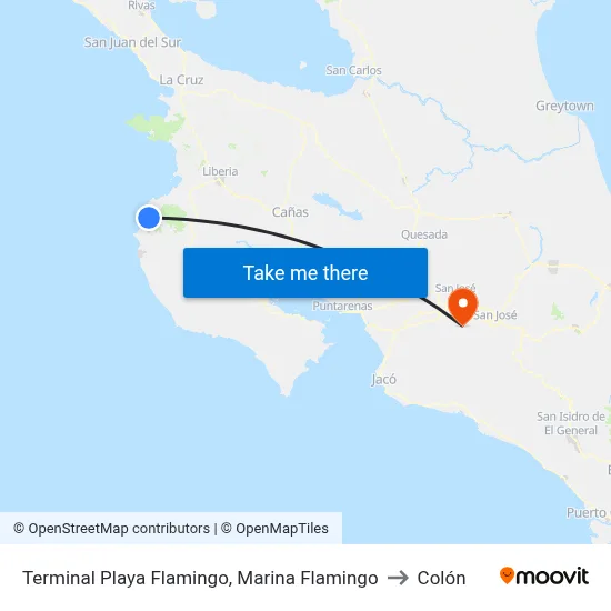 Terminal Playa Flamingo, Marina Flamingo to Colón map