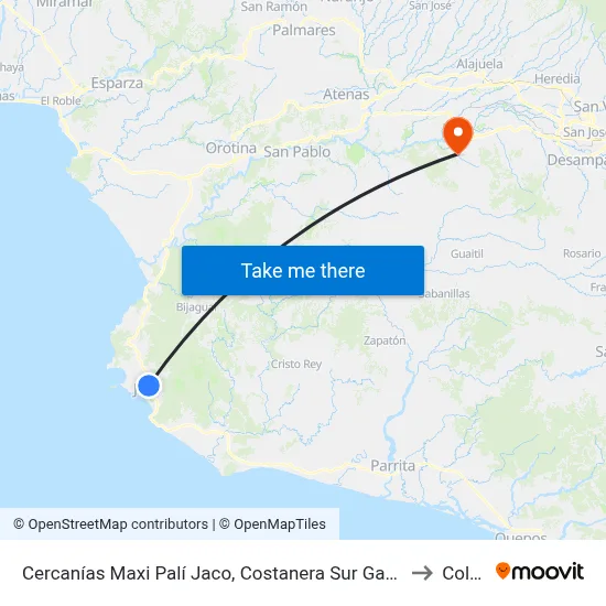 Cercanías Maxi Palí Jaco, Costanera Sur Garabito to Colón map