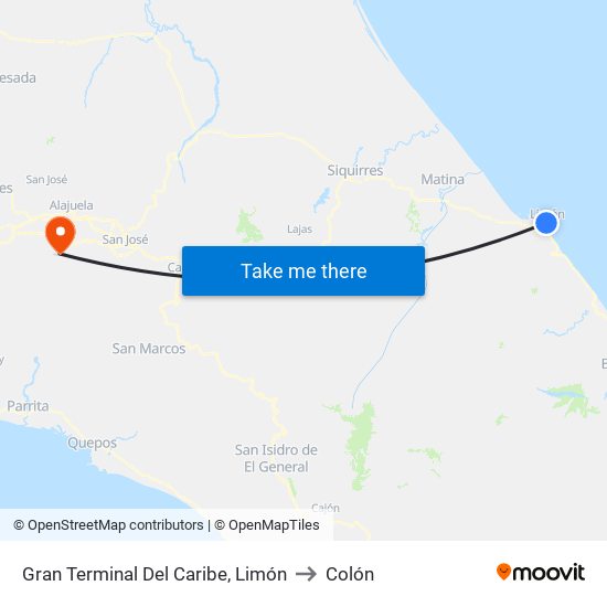 Gran Terminal Del Caribe, Limón to Colón map