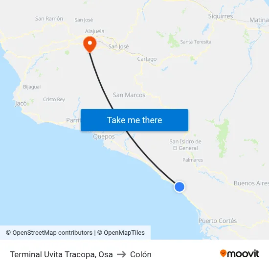 Terminal Uvita Tracopa, Osa to Colón map
