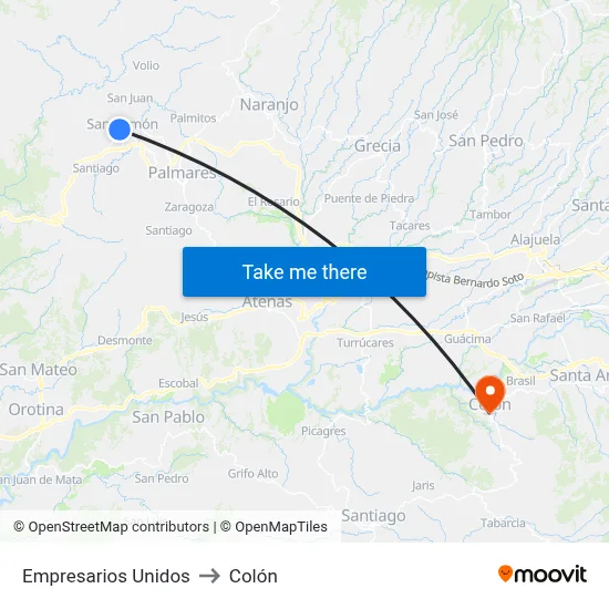Empresarios Unidos to Colón map
