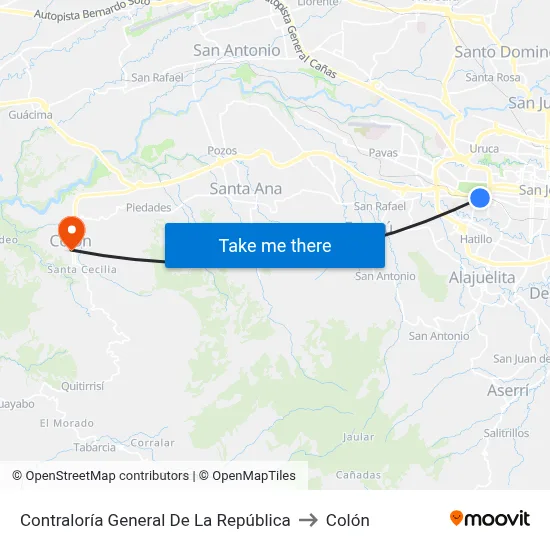 Contraloría General De La República to Colón map