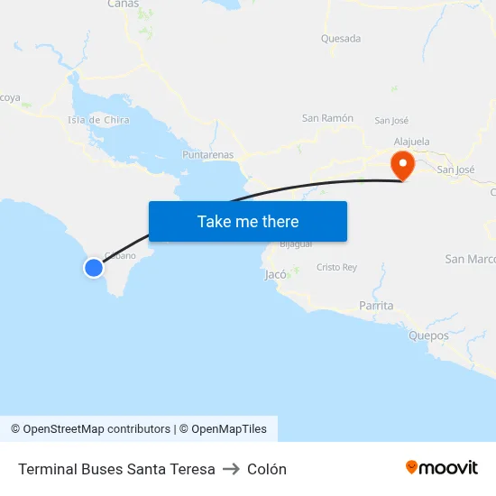 Terminal Buses Santa Teresa to Colón map