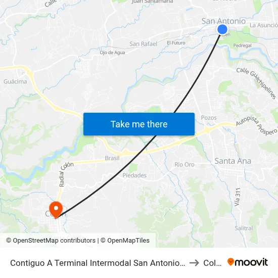 Contiguo A Terminal Intermodal San Antonio, Belén to Colón map