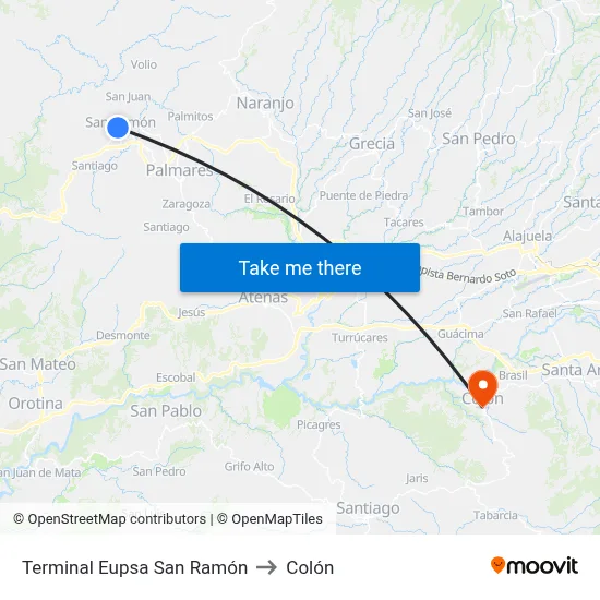 Terminal Eupsa San Ramón to Colón map