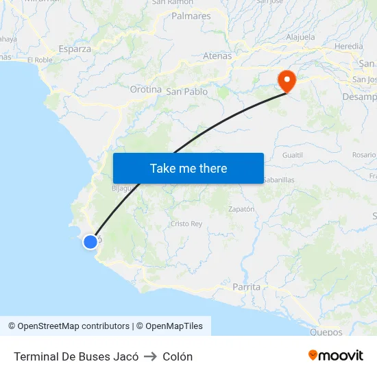 Terminal De Buses Jacó to Colón map