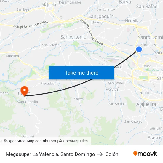 Megasuper La Valencia, Santo Domingo to Colón map