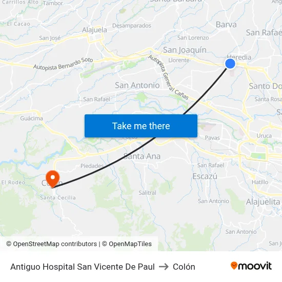 Antiguo Hospital San Vicente De Paul to Colón map