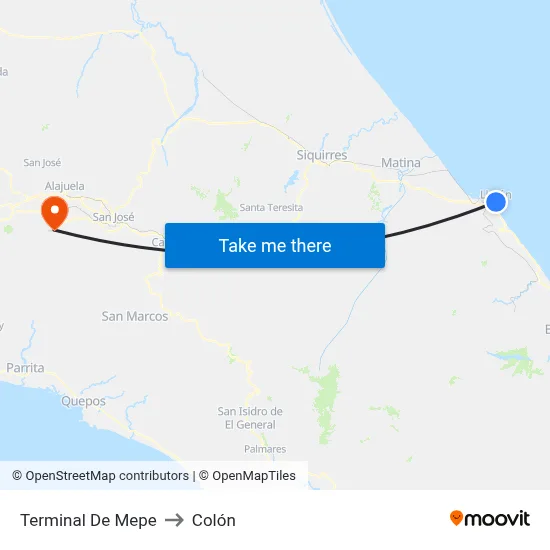 Terminal De Mepe to Colón map