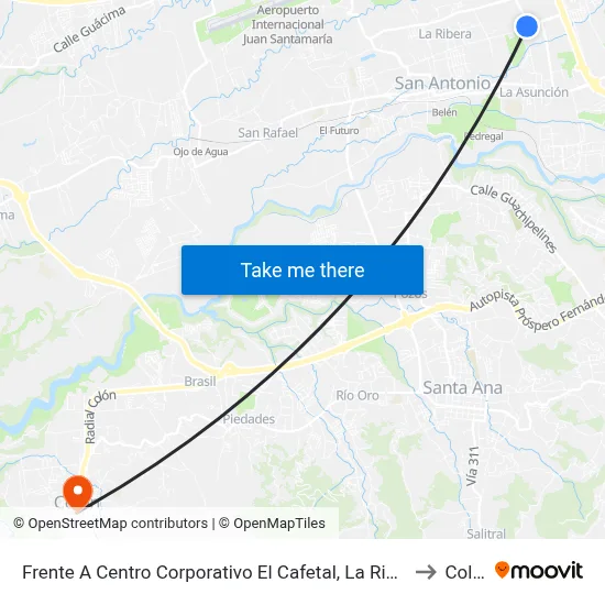 Frente A Centro Corporativo El Cafetal, La Ribera Belén to Colón map