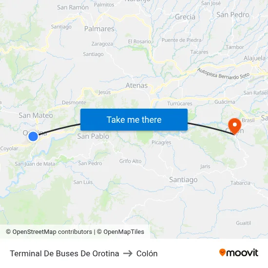 Terminal De Buses De Orotina to Colón map