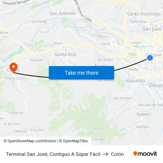 Terminal San José, Contiguo A Súper Fácil to Colón map
