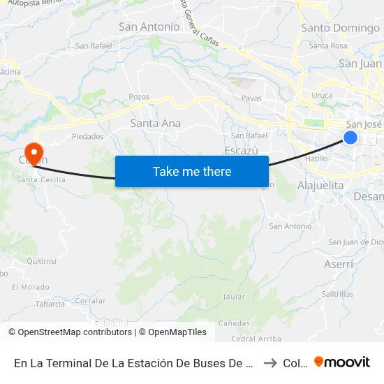 En La Terminal De La Estación De Buses De Puntarenas to Colón map