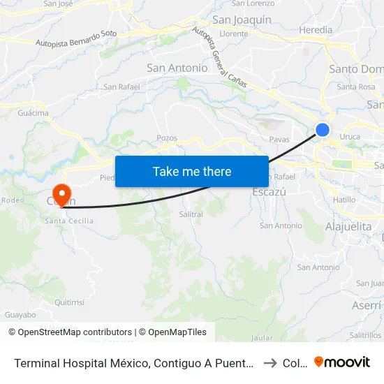 Terminal Hospital México, Contiguo A Puente Peatonal to Colón map