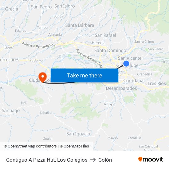 Contiguo A Pizza Hut, Los Colegios to Colón map