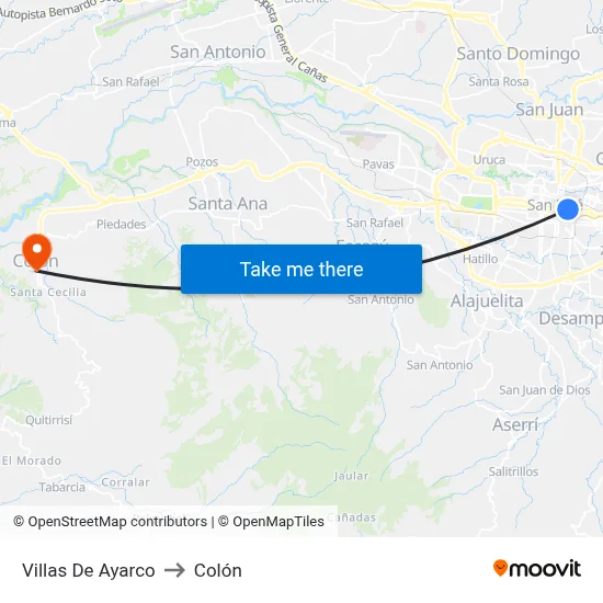 Villas De Ayarco to Colón map