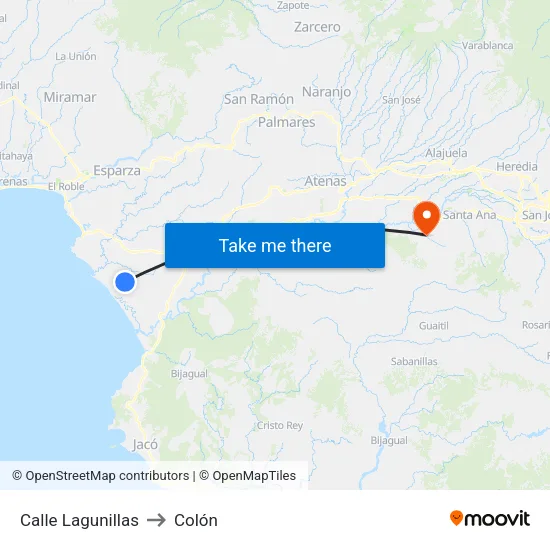Calle Lagunillas to Colón map