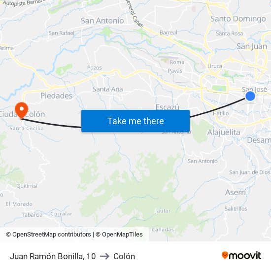 Juan Ramón Bonilla, 10 to Colón map