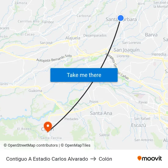 Contiguo A Estadio Carlos Alvarado to Colón map