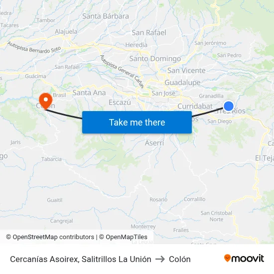 Cercanías Asoirex, Salitrillos La Unión to Colón map