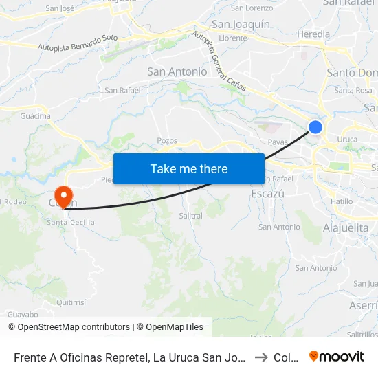 Frente A Oficinas Repretel, La Uruca San José to Colón map