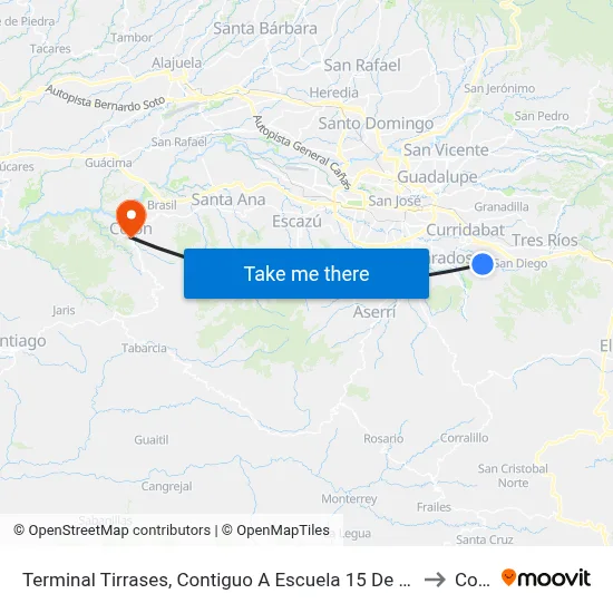 Terminal Tirrases, Contiguo A Escuela 15 De Agosto Tirrases to Colón map
