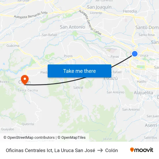 Oficinas Centrales Ict, La Uruca San José to Colón map