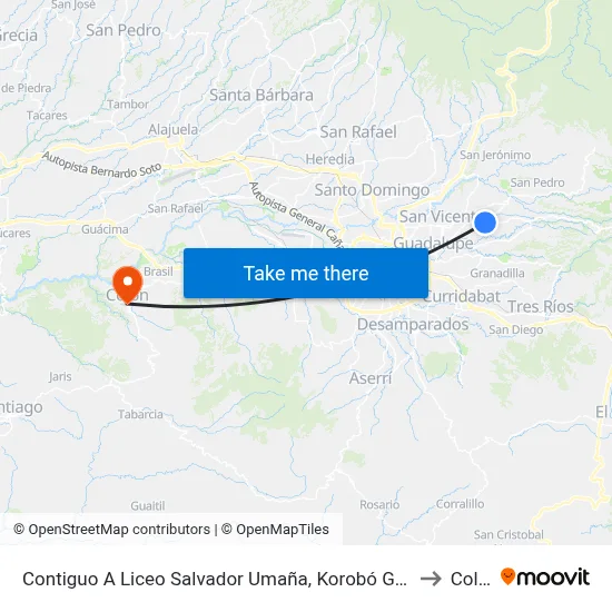 Contiguo A Liceo Salvador Umaña, Korobó Goicoechea to Colón map
