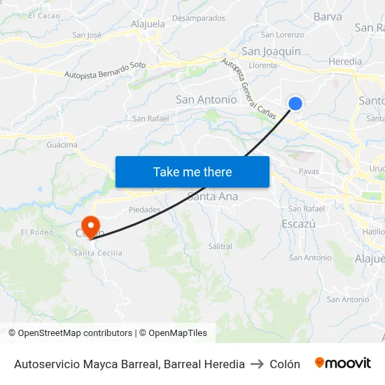 Autoservicio Mayca Barreal, Barreal Heredia to Colón map