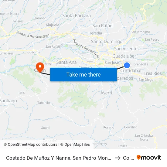 Costado De Muñoz Y Nanne, San Pedro Montes De Oca to Colón map