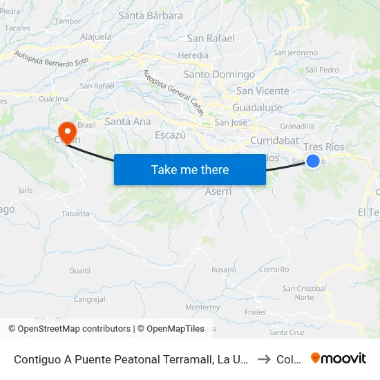Contiguo A Puente Peatonal Terramall, La Unión to Colón map
