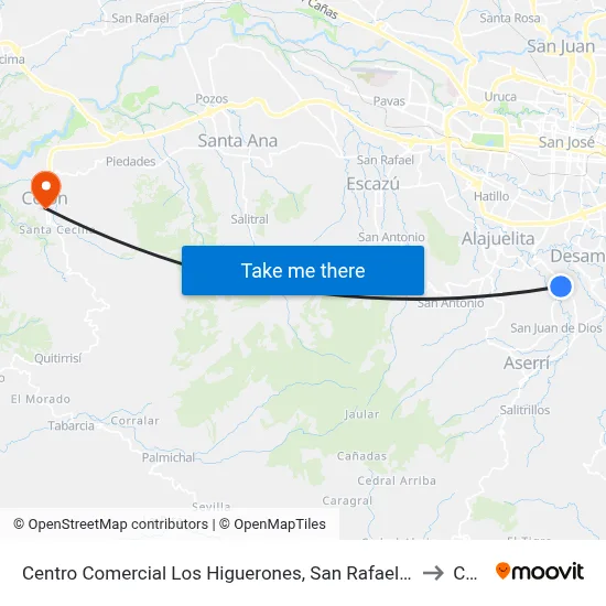 Centro Comercial Los Higuerones, San Rafael Abajo Desamparados to Colón map